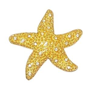 SWAROVSKI Swan Signed Gold Tone Crystals Starfish Figural Designer Brooch